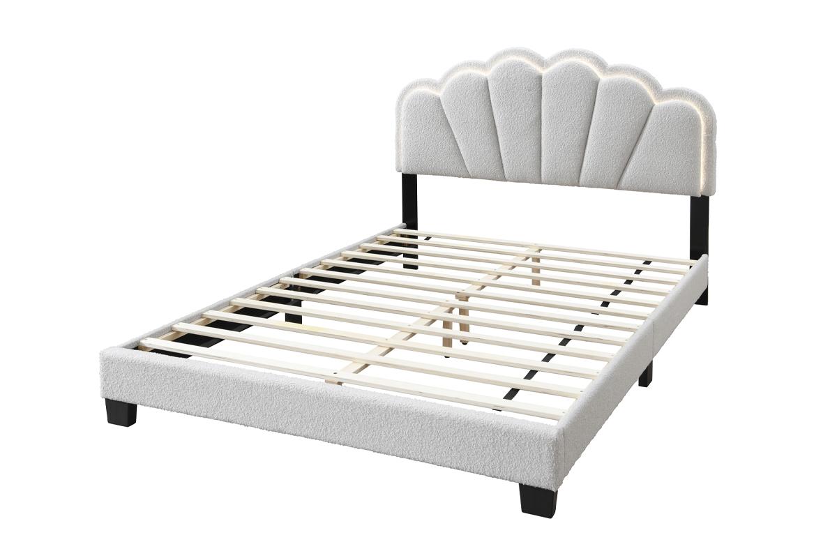 F9663Q Fabric Platform Bed  with LED