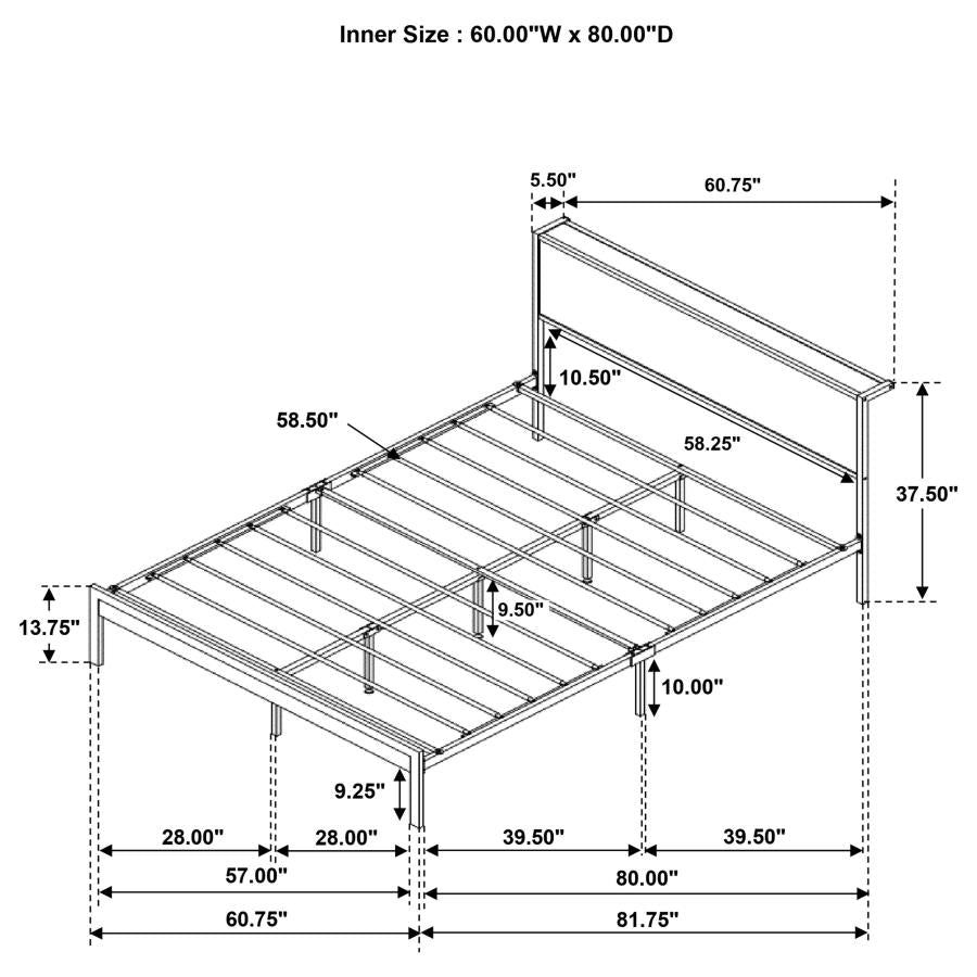302144Q Ricky Queen Platform Bed Light Oak and Black