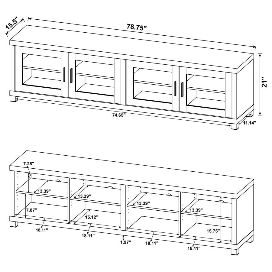736303Jupiter 4-door 79 TV Stand Media Console- Black