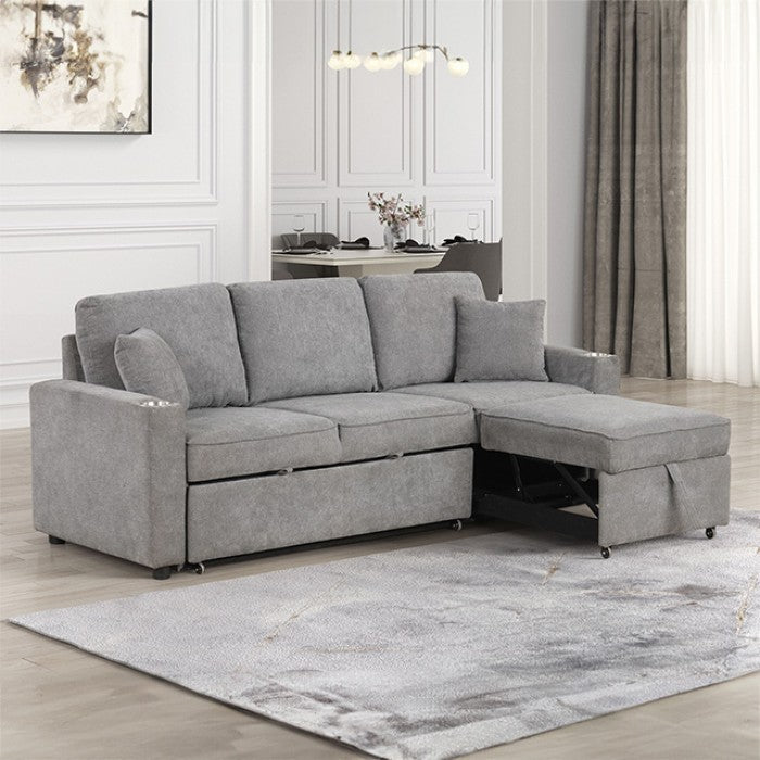 FM6965GY-SF-PK Kendal Sofa Sectional with Pull Out Bed- Grey