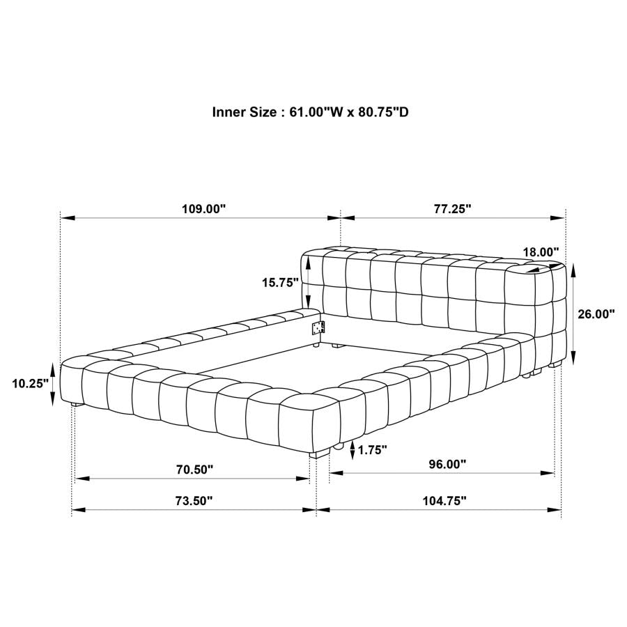 306121Q Trinity Upholstered Queen Platform Bed Light Taupe