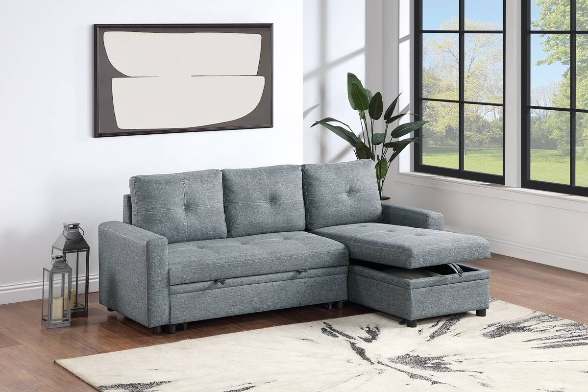 F85 Sectional with Pull Out Sleeper and Storage