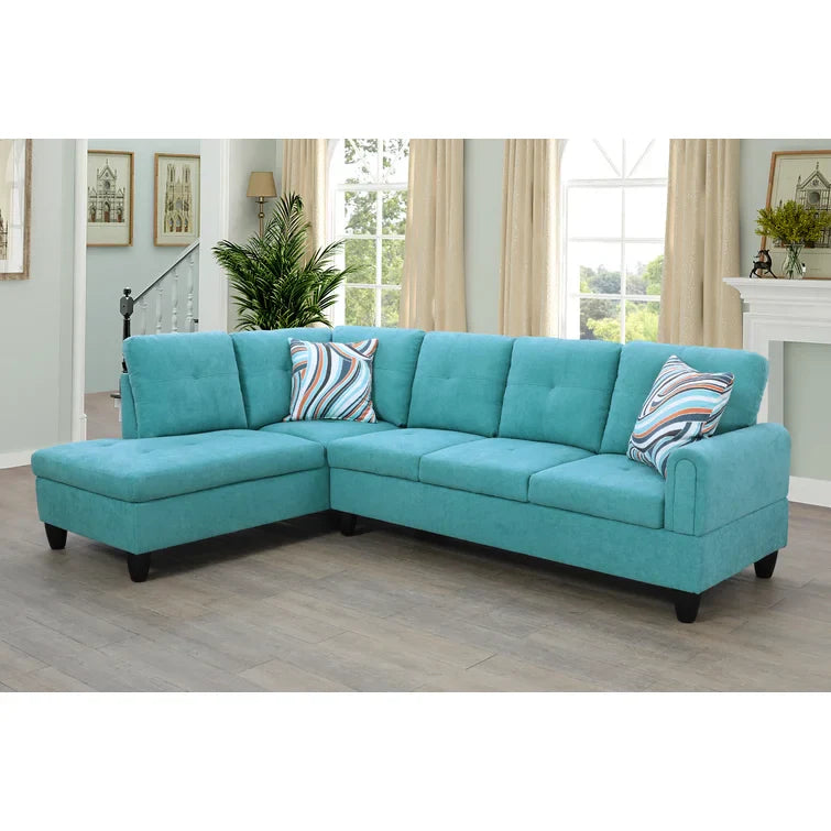 Gillian 2 Pc Sectional - Aqua Blue