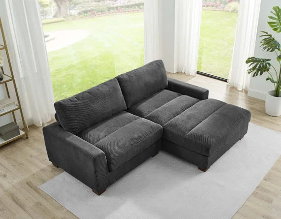 Wade Cloud 90 W Sectional- Grey Corduroy