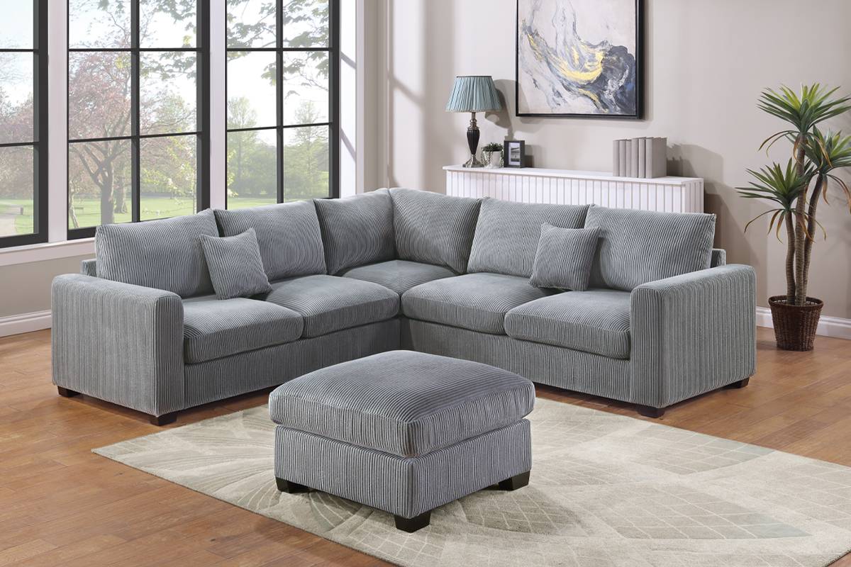 F8890 Avenue Sectional & Ottoman - Grey