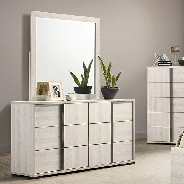 FM7200WH Horten 4 Pc Queen Bedroom Set w/LED Headboard