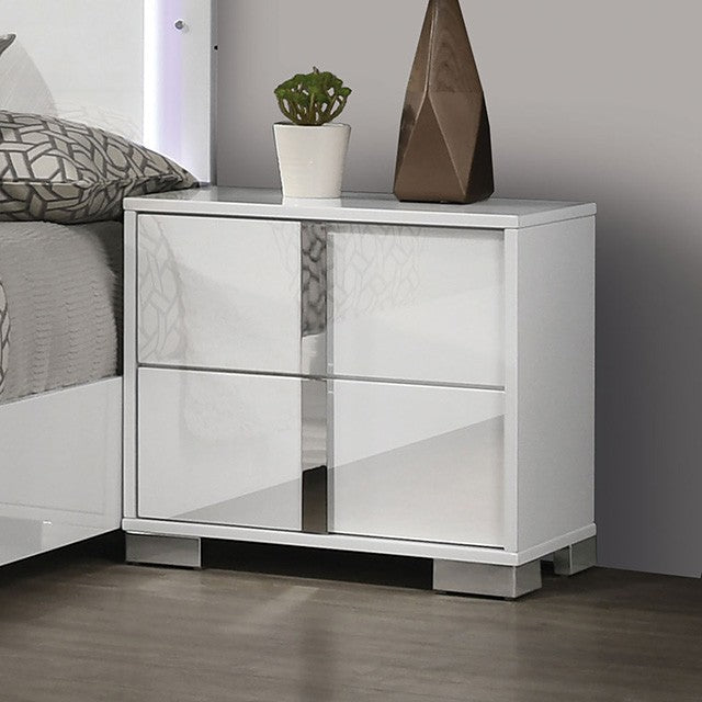 FM7211WH-3PC Queen Sinistra White LED Bedroom Set