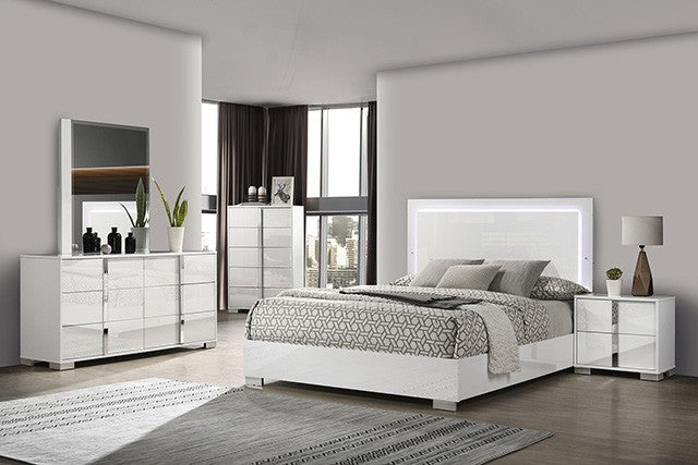 FM7211WH-3PC Queen Sinistra White LED Bedroom Set