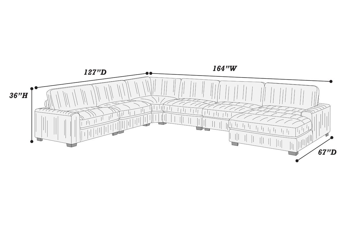 158 Modus 6-Pc Sectional in Beige Corduroy