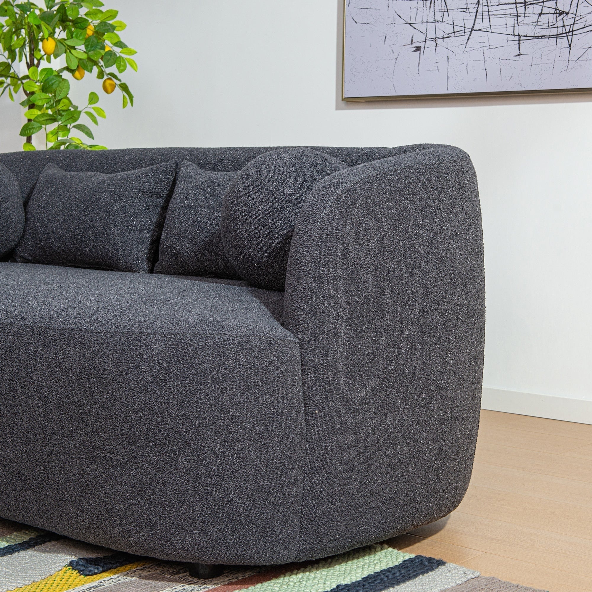 Causeuse 2 places rembourrée KINWELL Boucle avec coussins