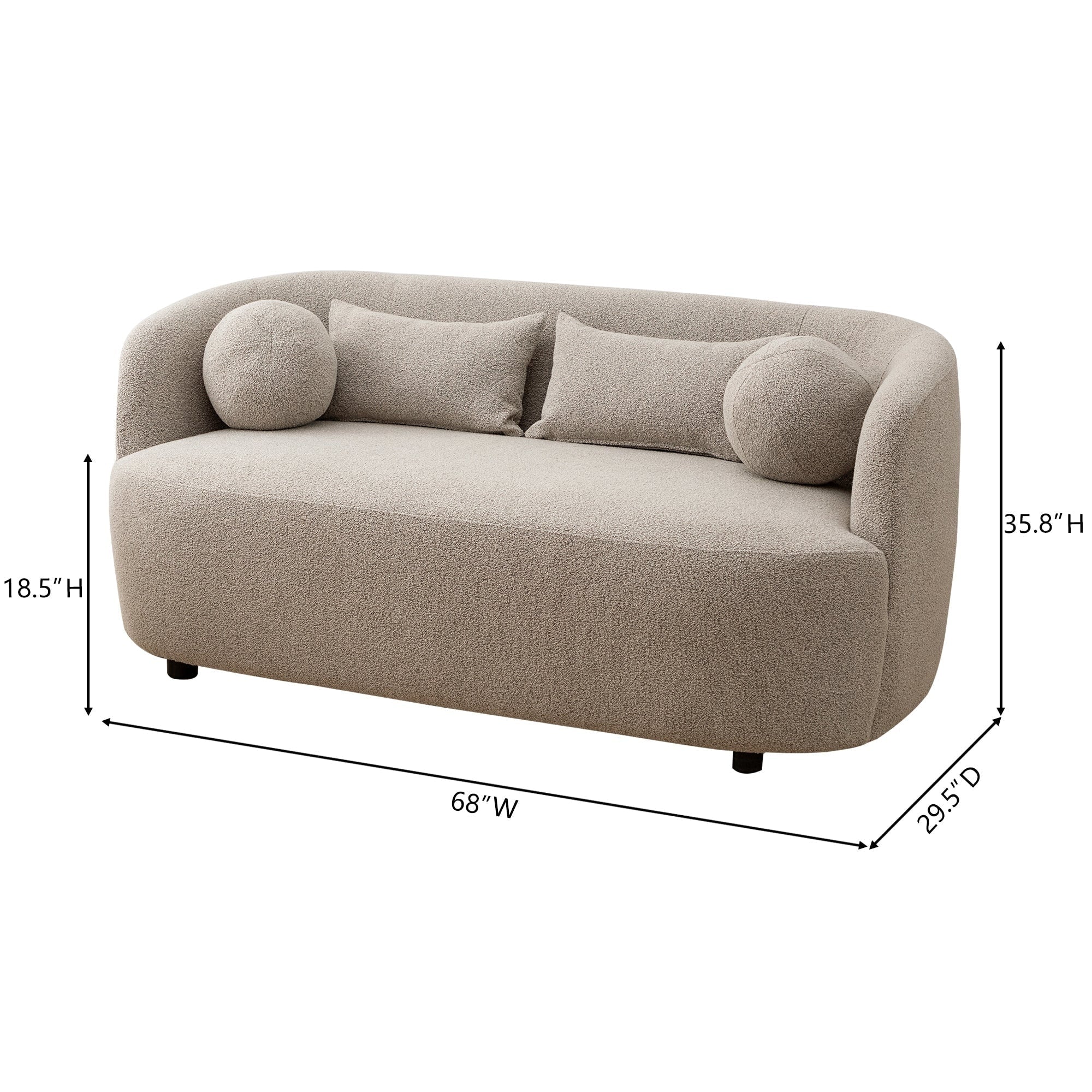 Causeuse 2 places rembourrée KINWELL Boucle avec coussins