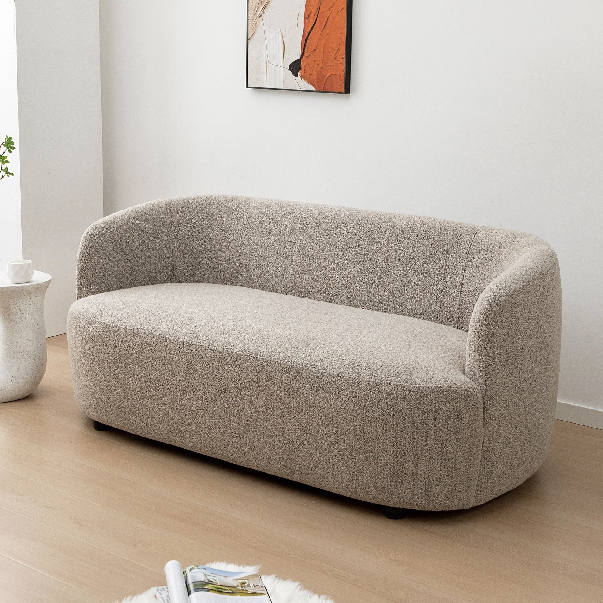 Causeuse 2 places rembourrée KINWELL Boucle avec coussins