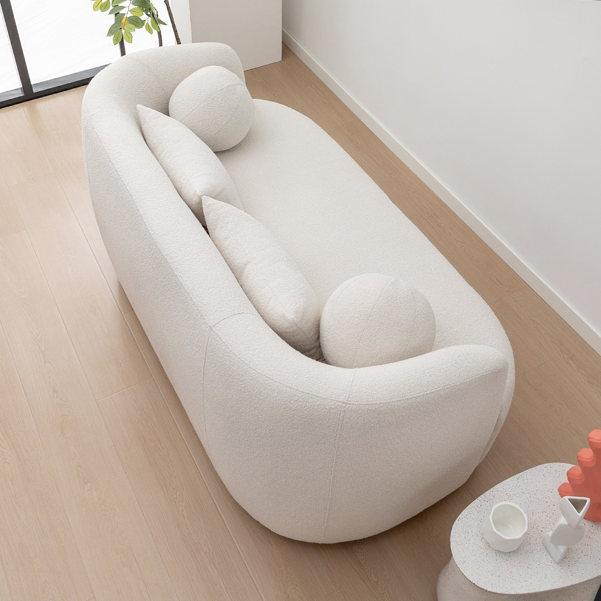 Causeuse 2 places rembourrée KINWELL Boucle avec coussins