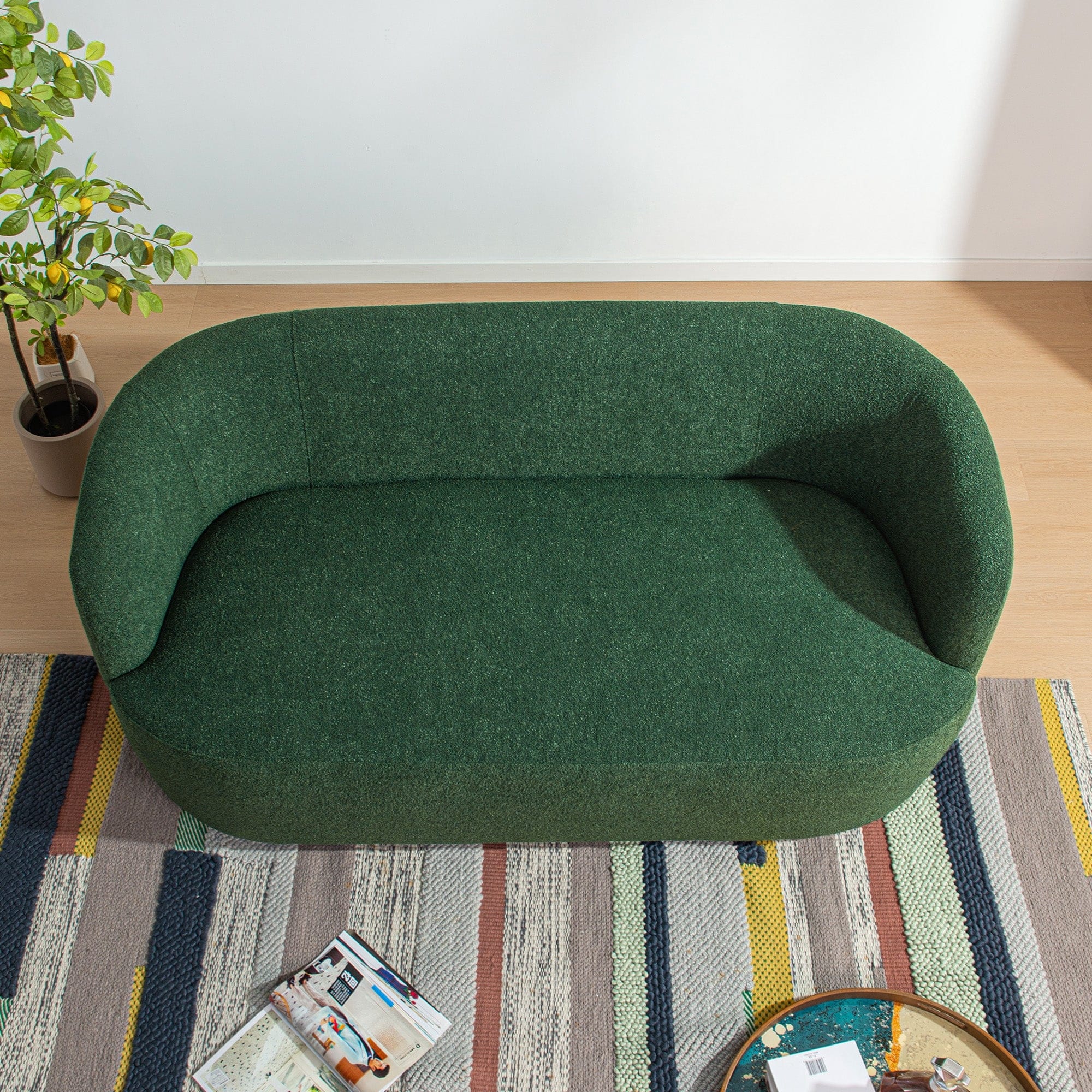 Causeuse 2 places rembourrée KINWELL Boucle avec coussins