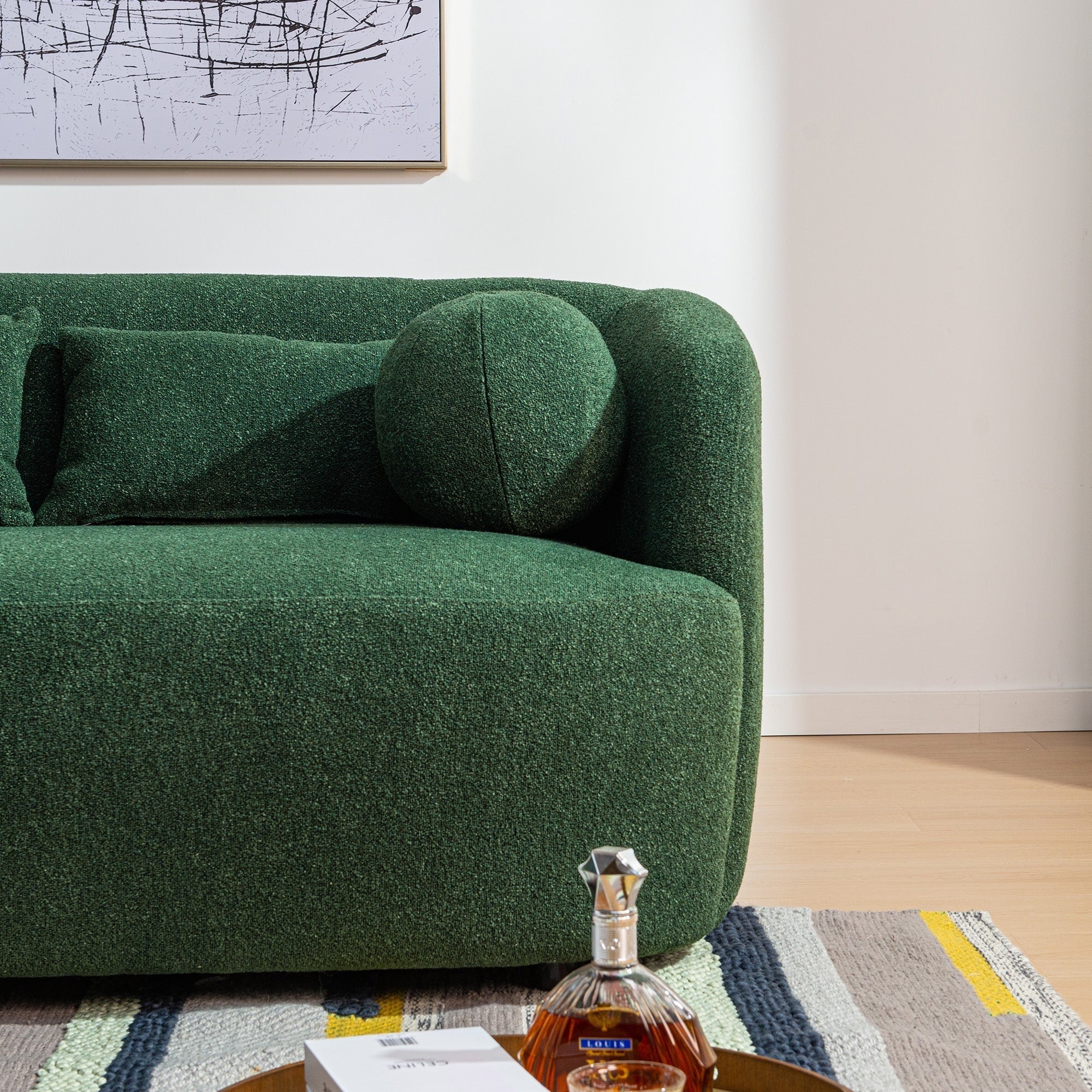 Causeuse 2 places rembourrée KINWELL Boucle avec coussins