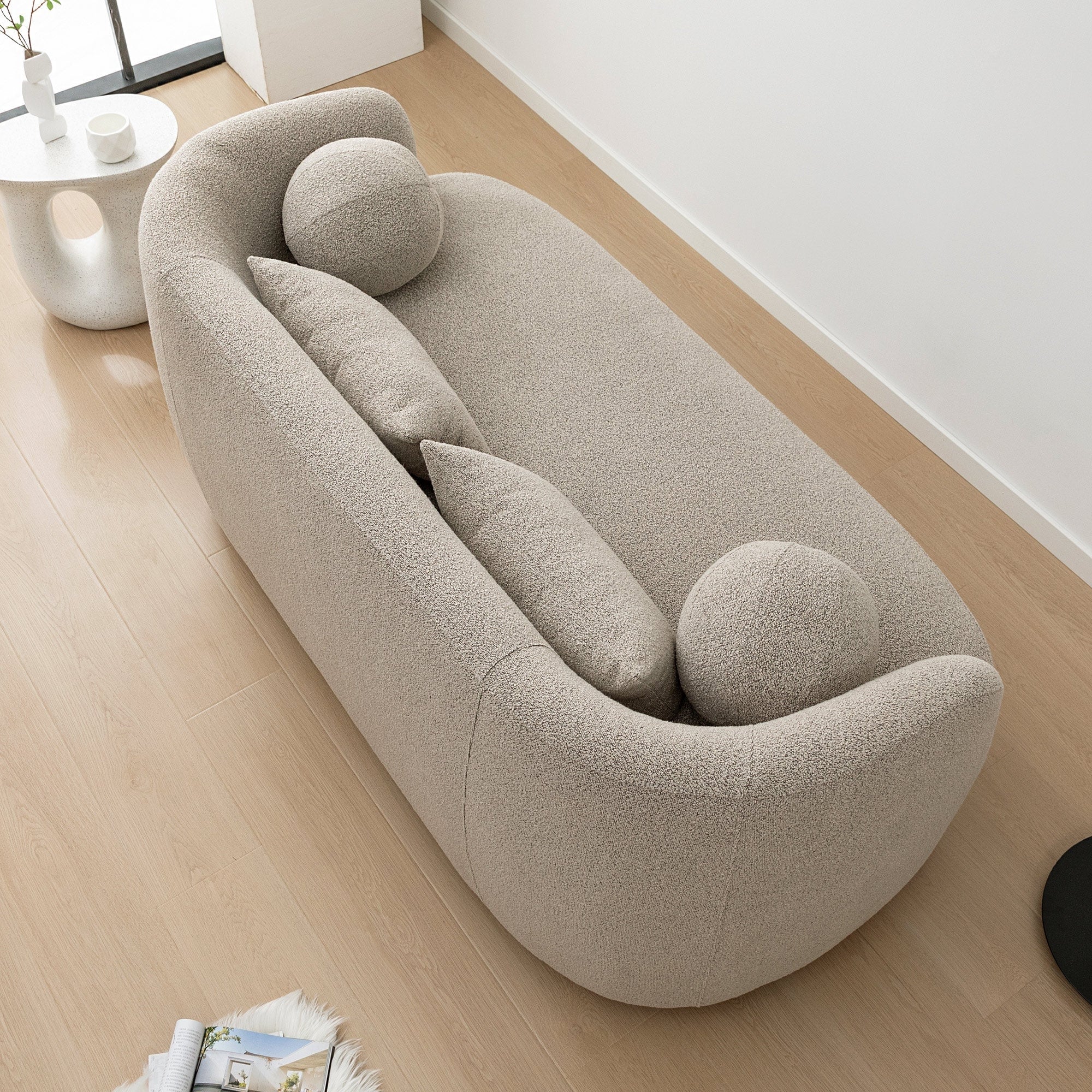 Causeuse 2 places rembourrée KINWELL Boucle avec coussins