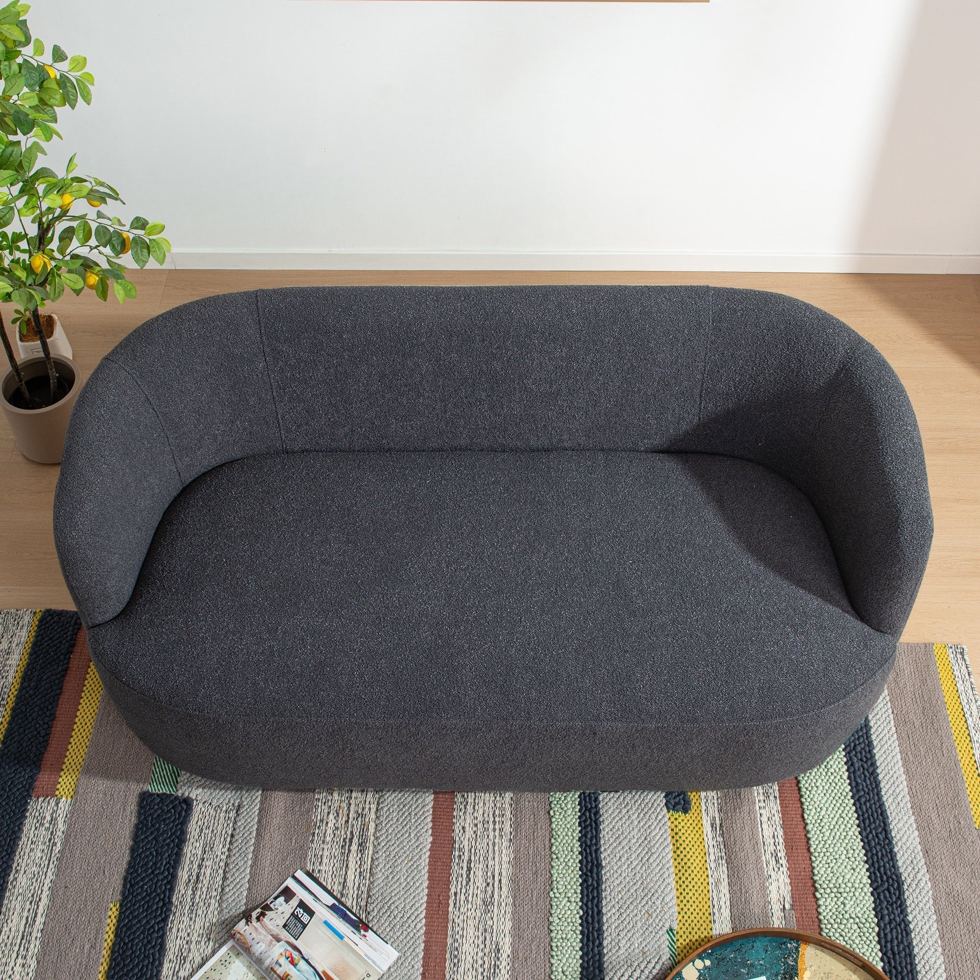 Causeuse 2 places rembourrée KINWELL Boucle avec coussins