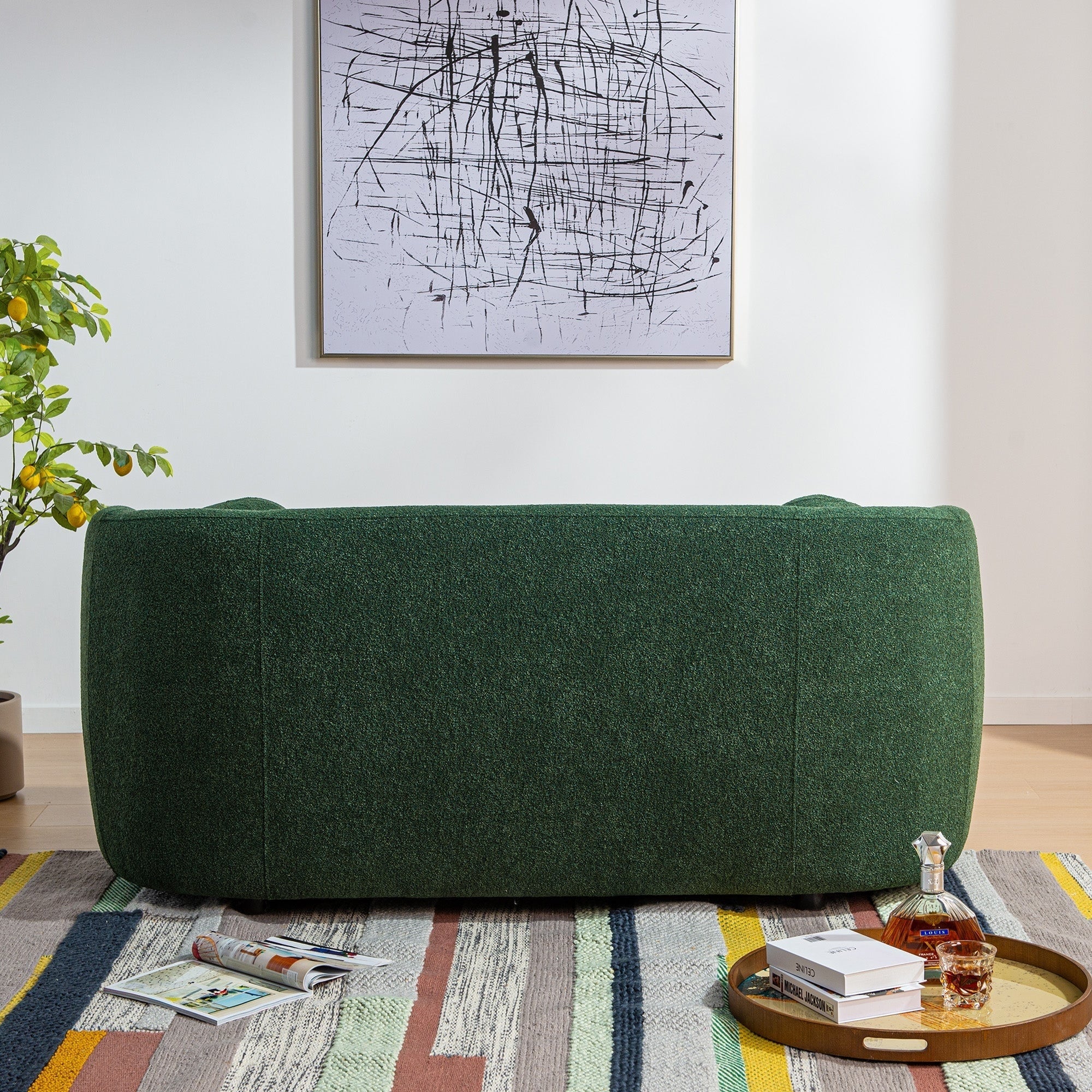 Causeuse 2 places rembourrée KINWELL Boucle avec coussins