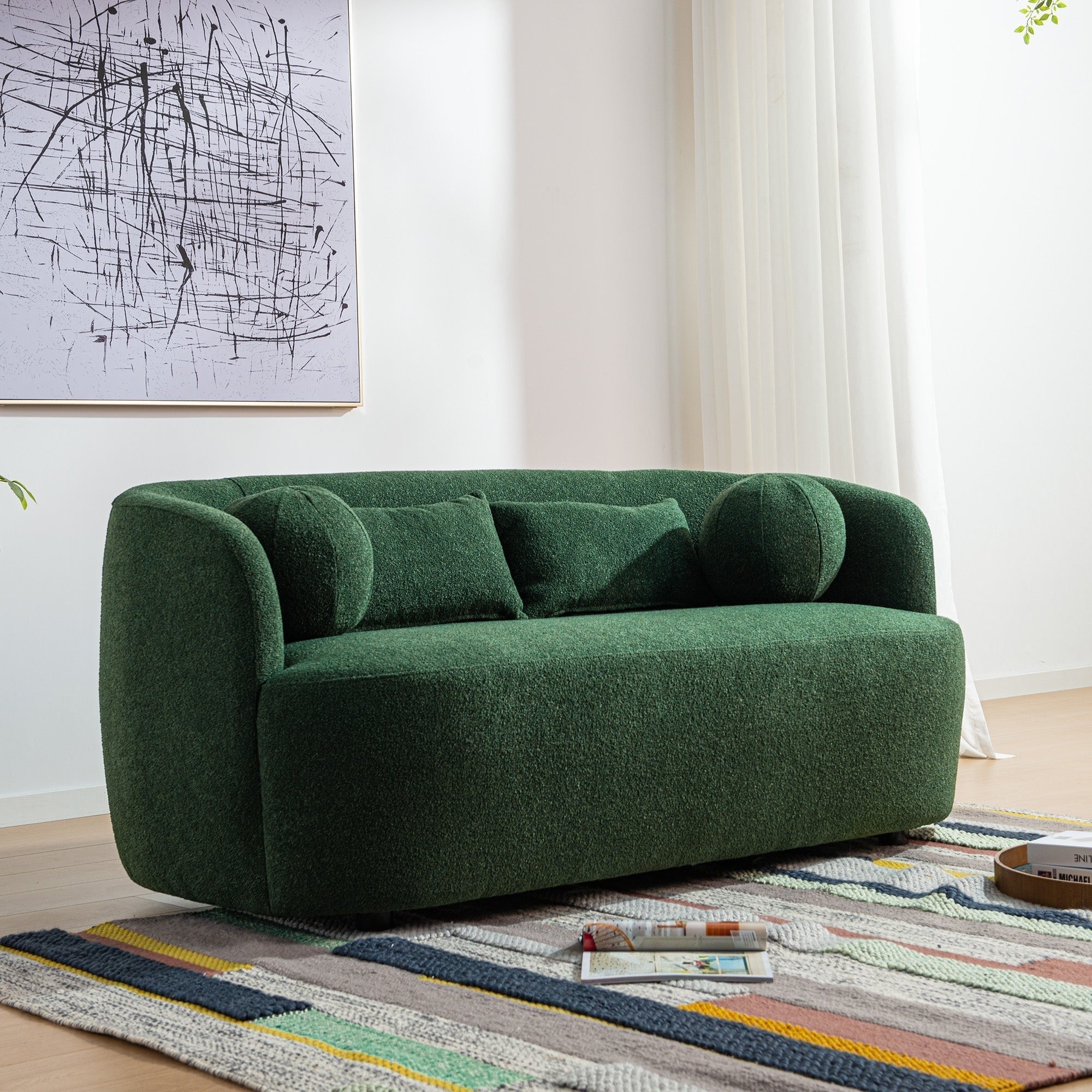 Causeuse 2 places rembourrée KINWELL Boucle avec coussins