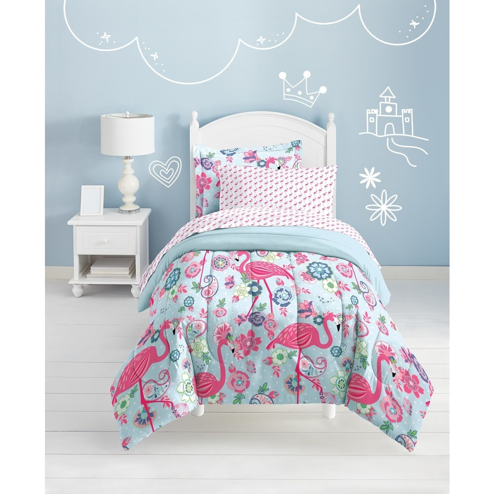 Dream Factory Flamingo Parure de lit 7 pièces avec draps
