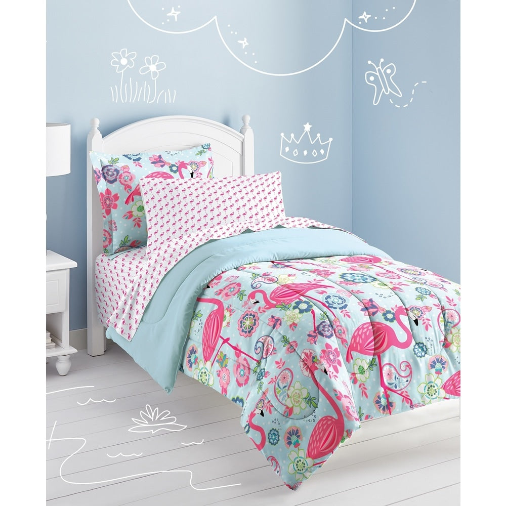 Dream Factory Flamingo Parure de lit 7 pièces avec draps