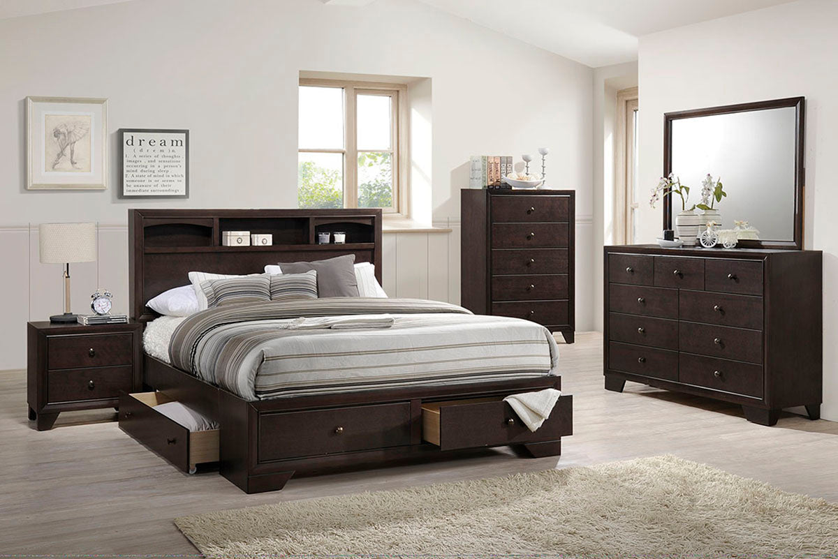 Sampson Wood Platform Storage Bed Frame - Brown