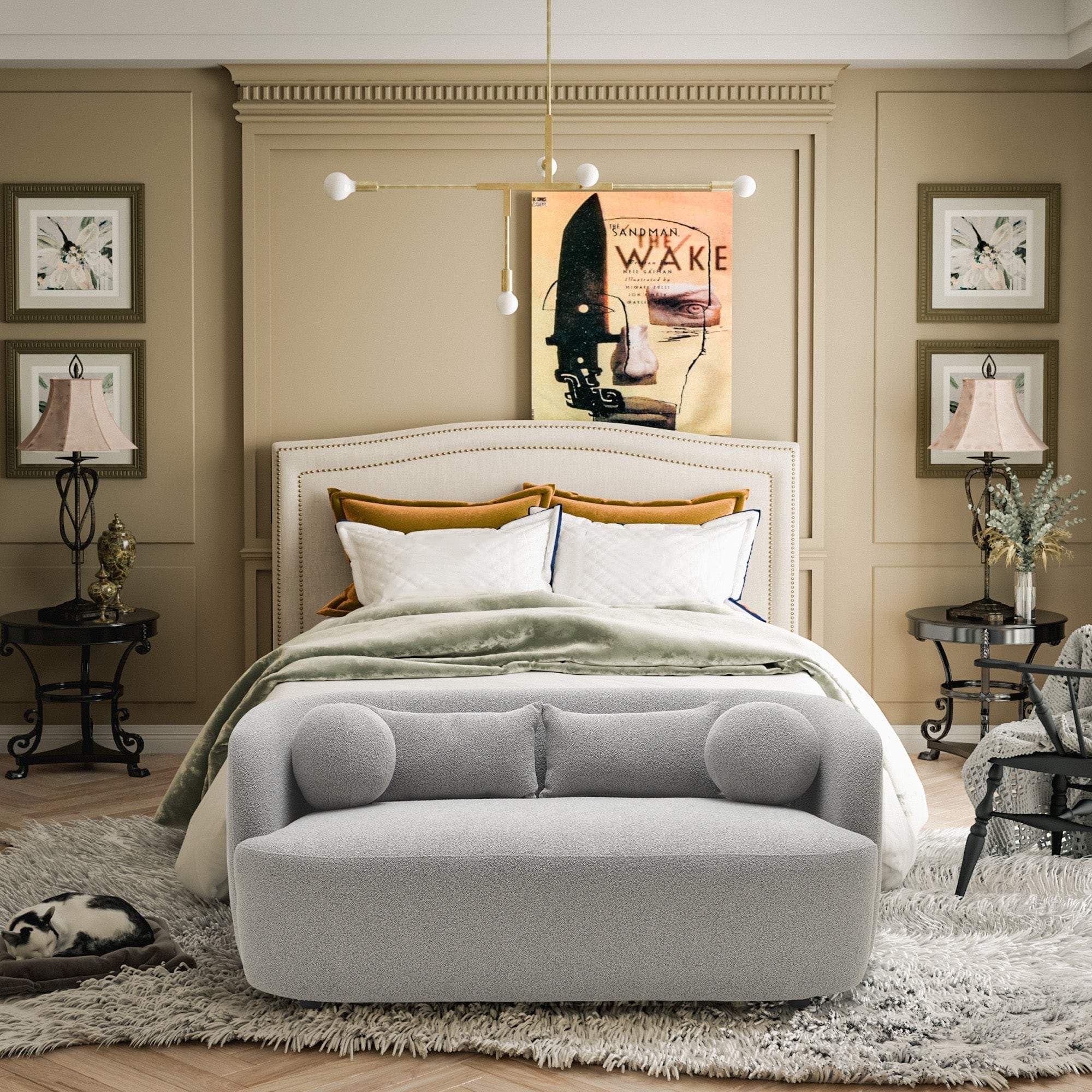 Causeuse 2 places rembourrée KINWELL Boucle avec coussins