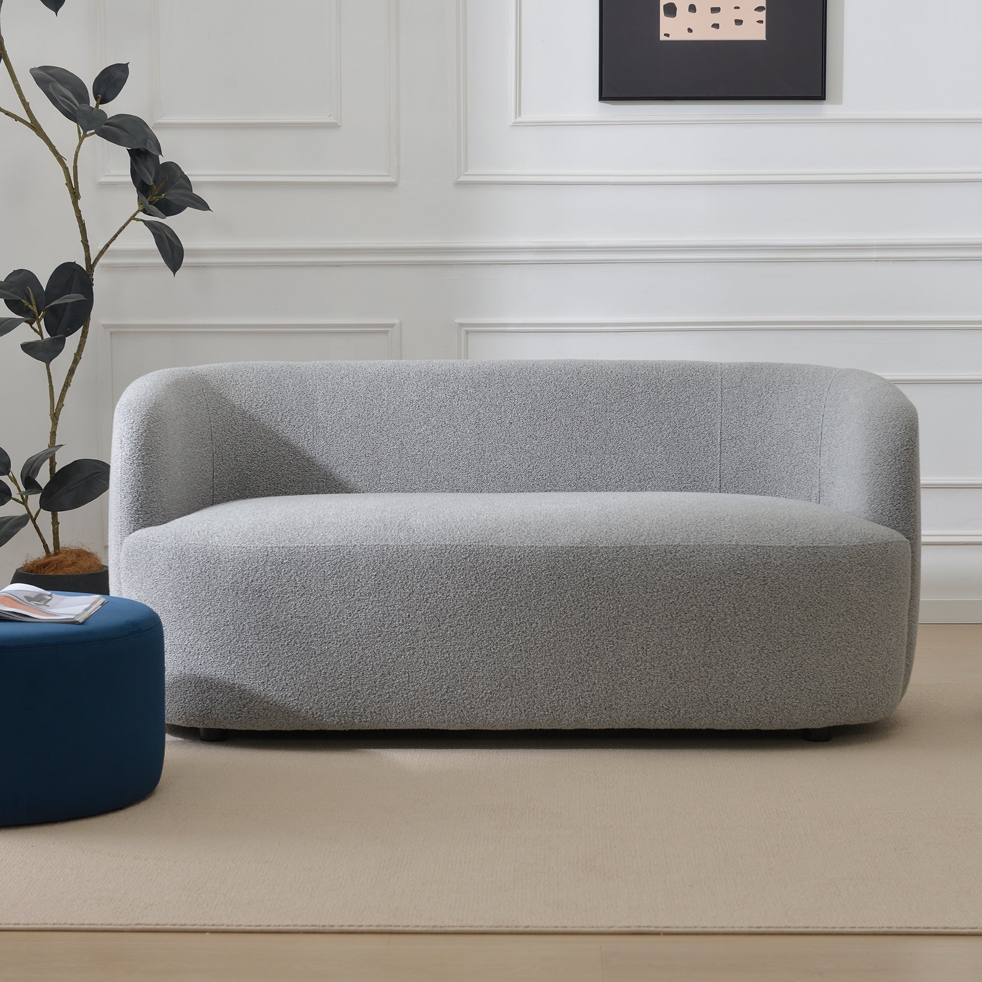 Causeuse 2 places rembourrée KINWELL Boucle avec coussins