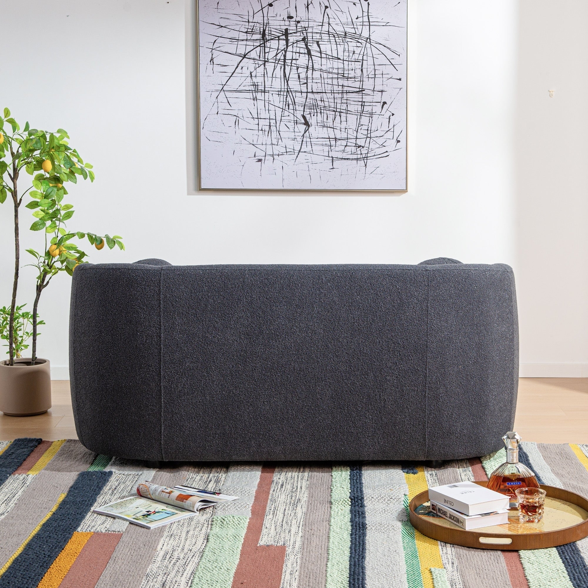 Causeuse 2 places rembourrée KINWELL Boucle avec coussins
