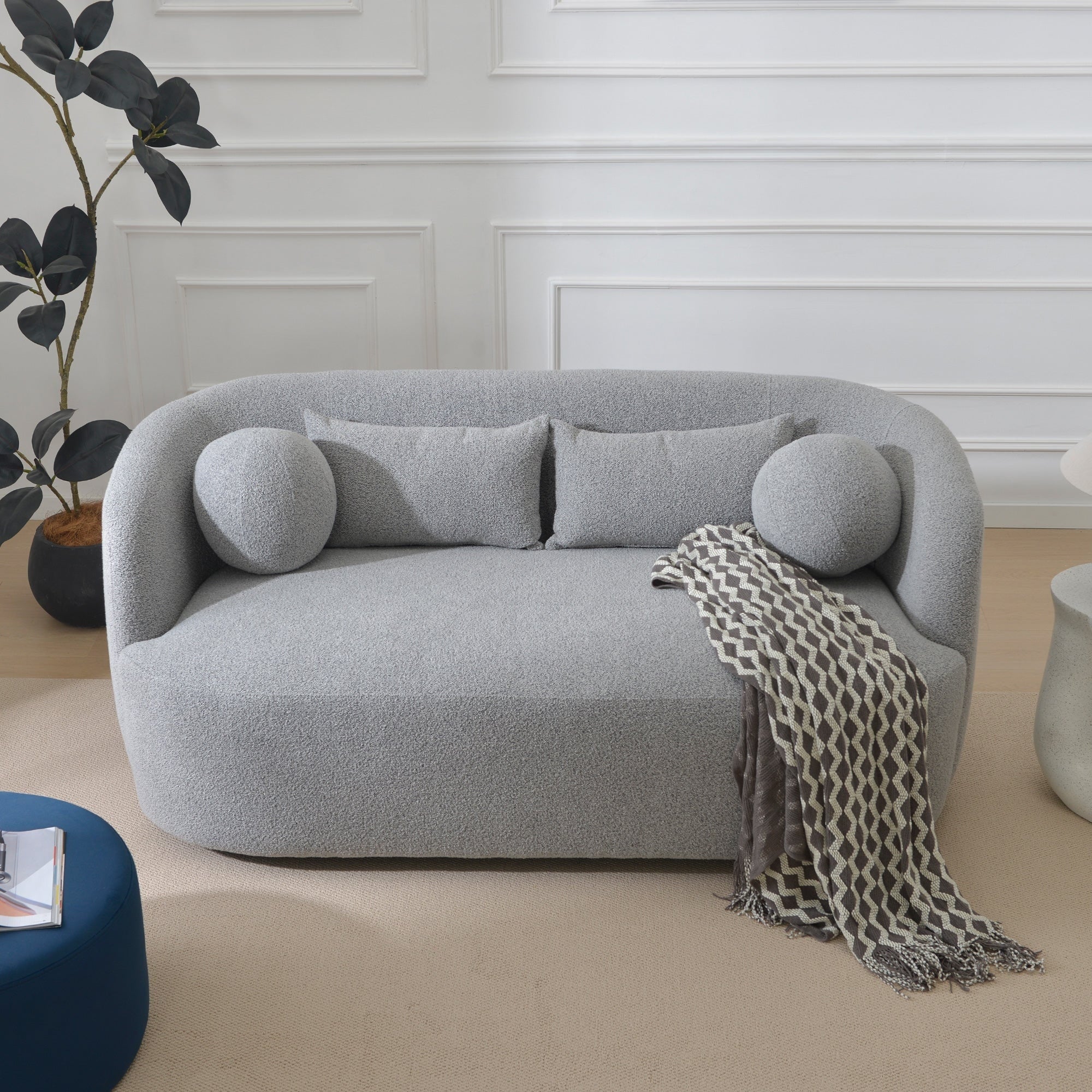 Causeuse 2 places rembourrée KINWELL Boucle avec coussins