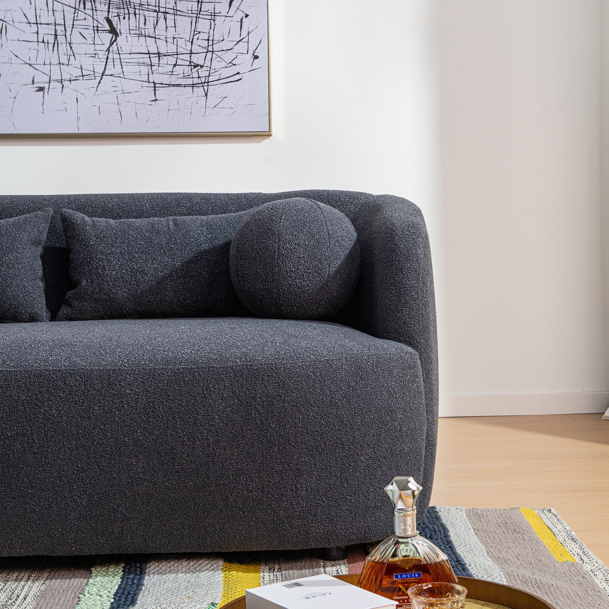 Causeuse 2 places rembourrée KINWELL Boucle avec coussins