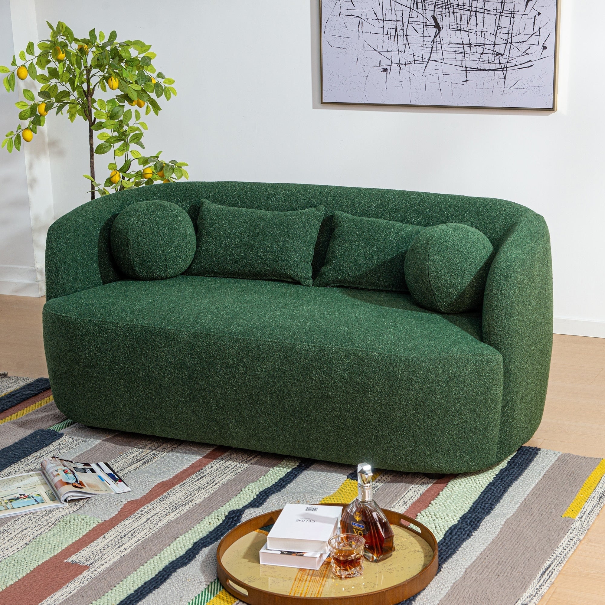 Causeuse 2 places rembourrée KINWELL Boucle avec coussins