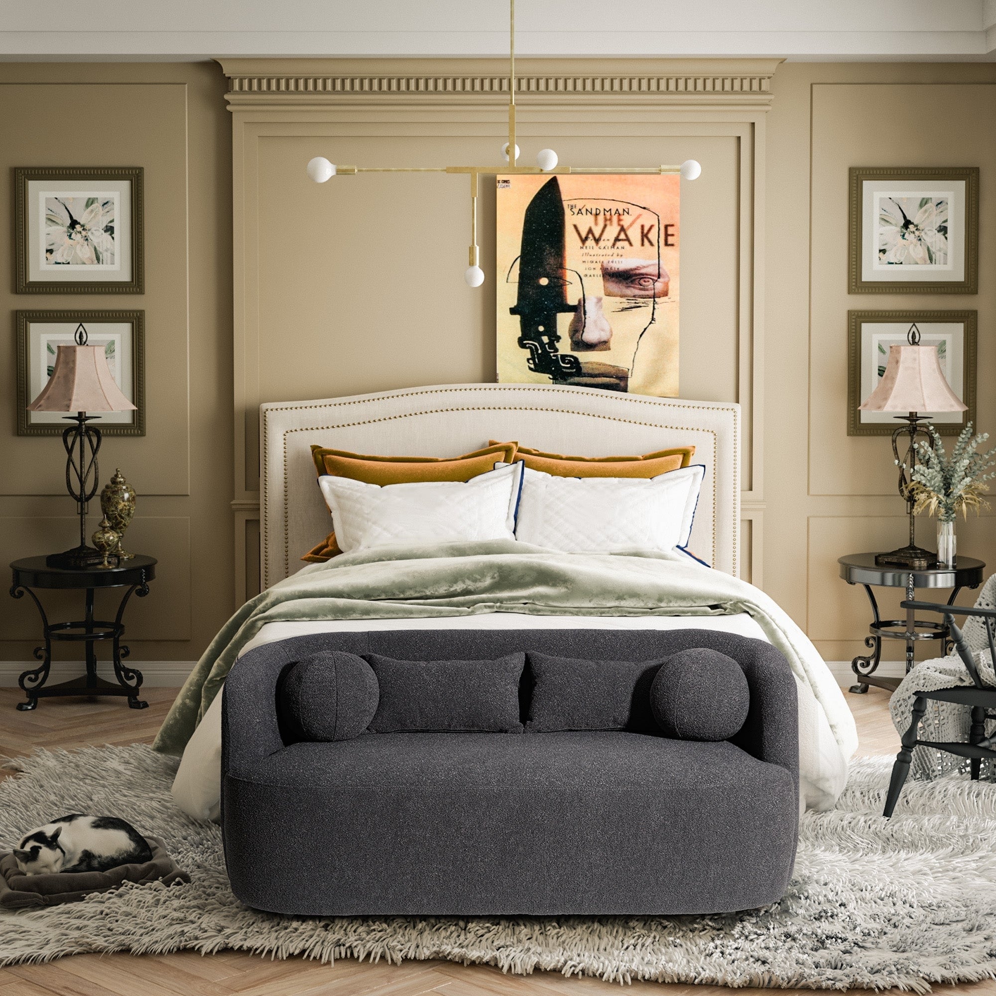 Causeuse 2 places rembourrée KINWELL Boucle avec coussins