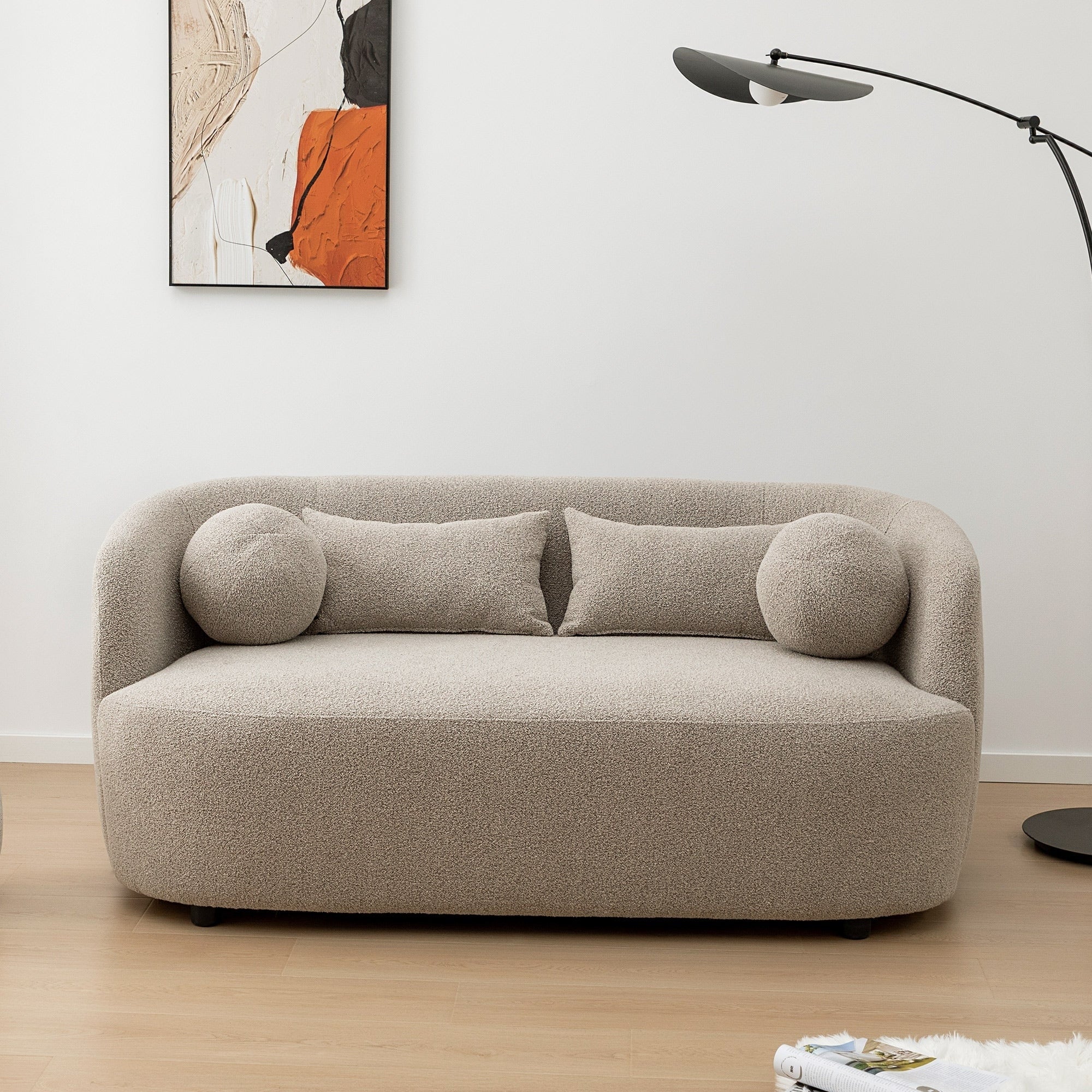 Causeuse 2 places rembourrée KINWELL Boucle avec coussins