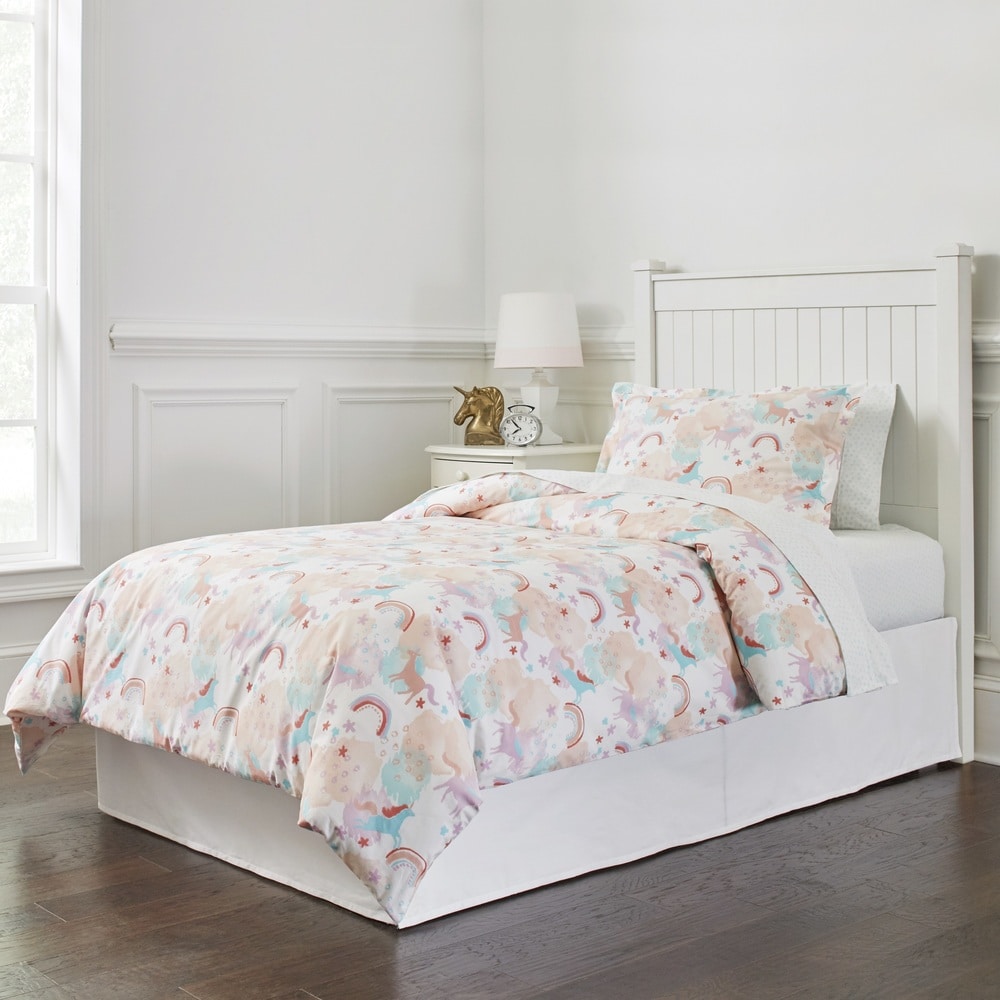 Parure de lit 4 pièces en coton imprimé licorne Lullaby Bedding