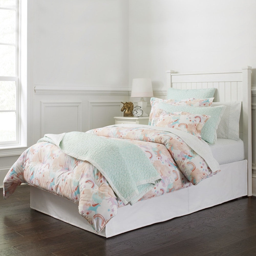 Parure de lit 4 pièces en coton imprimé licorne Lullaby Bedding