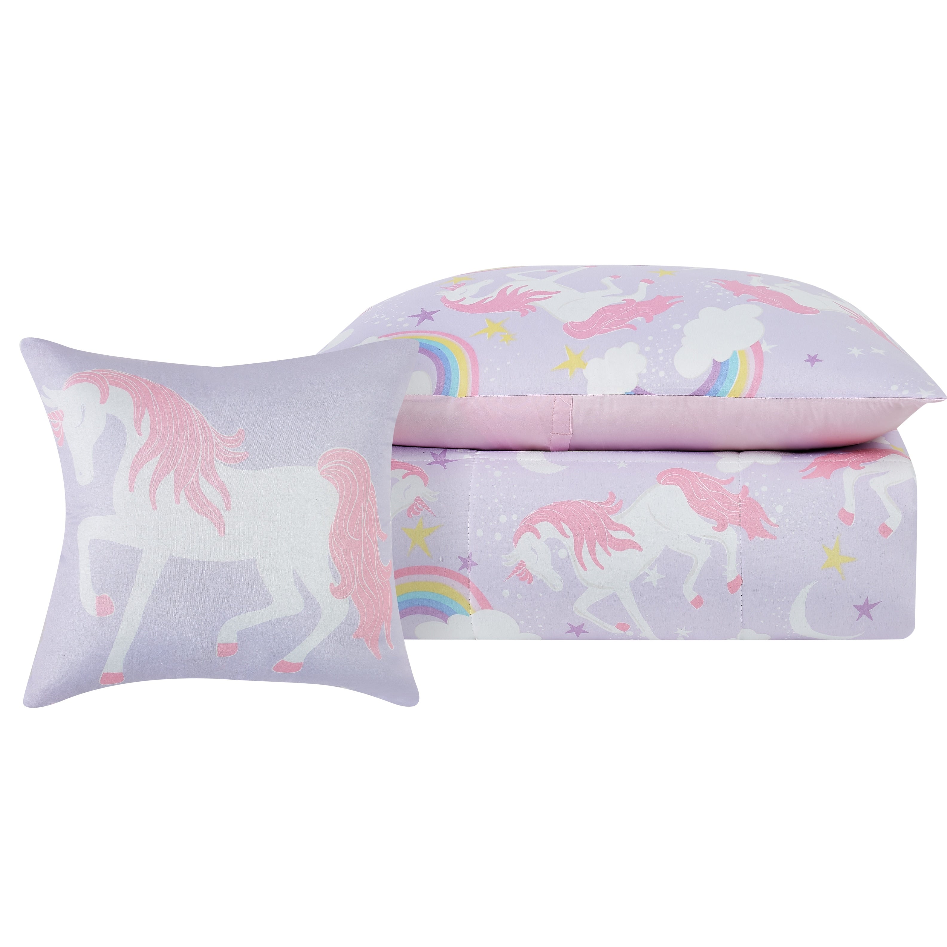 Ensemble de couette 4 pièces Myrica Licorne et Arc-en-ciel Porch &amp; Den
