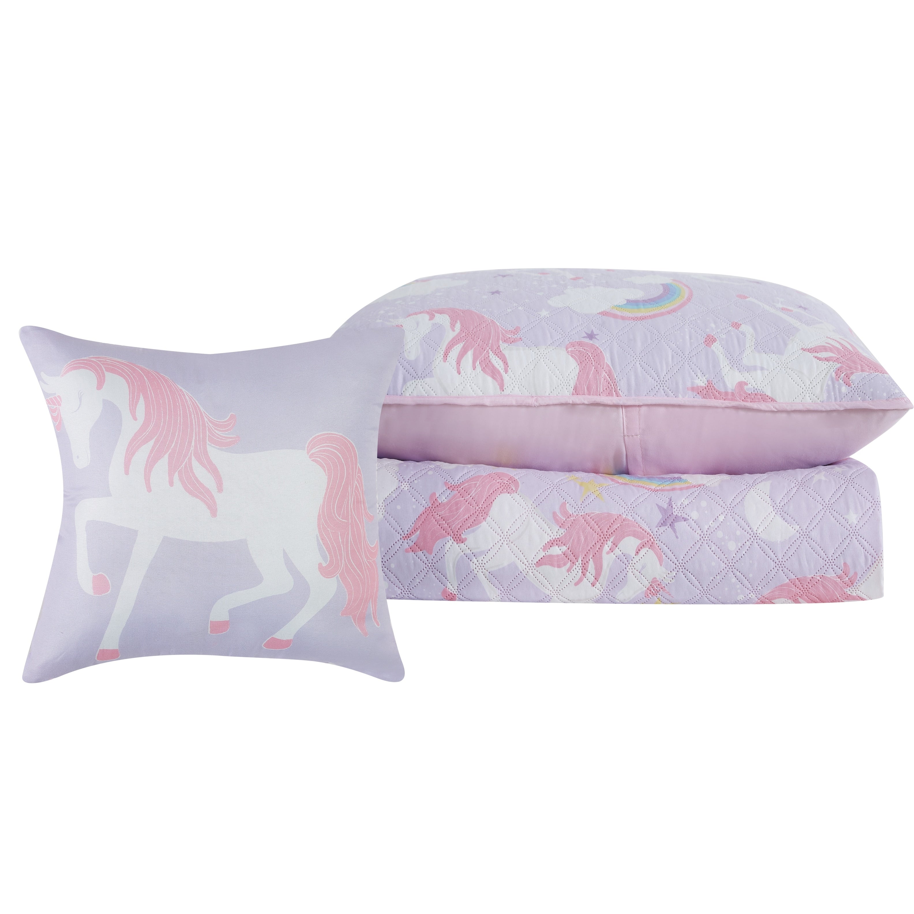 Ensemble de courtepointe 4 pièces Nahcotta Licorne et Arc-en-ciel Porch &amp; Den