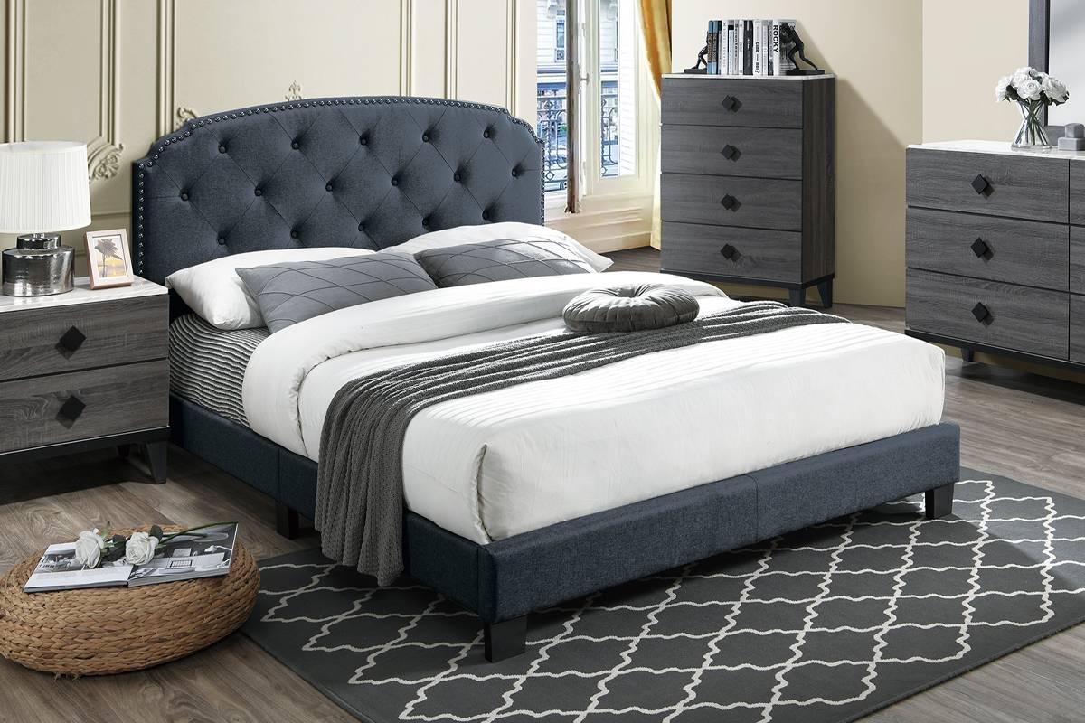 Kent Upholstered Platform Bed Frame - Charcoal