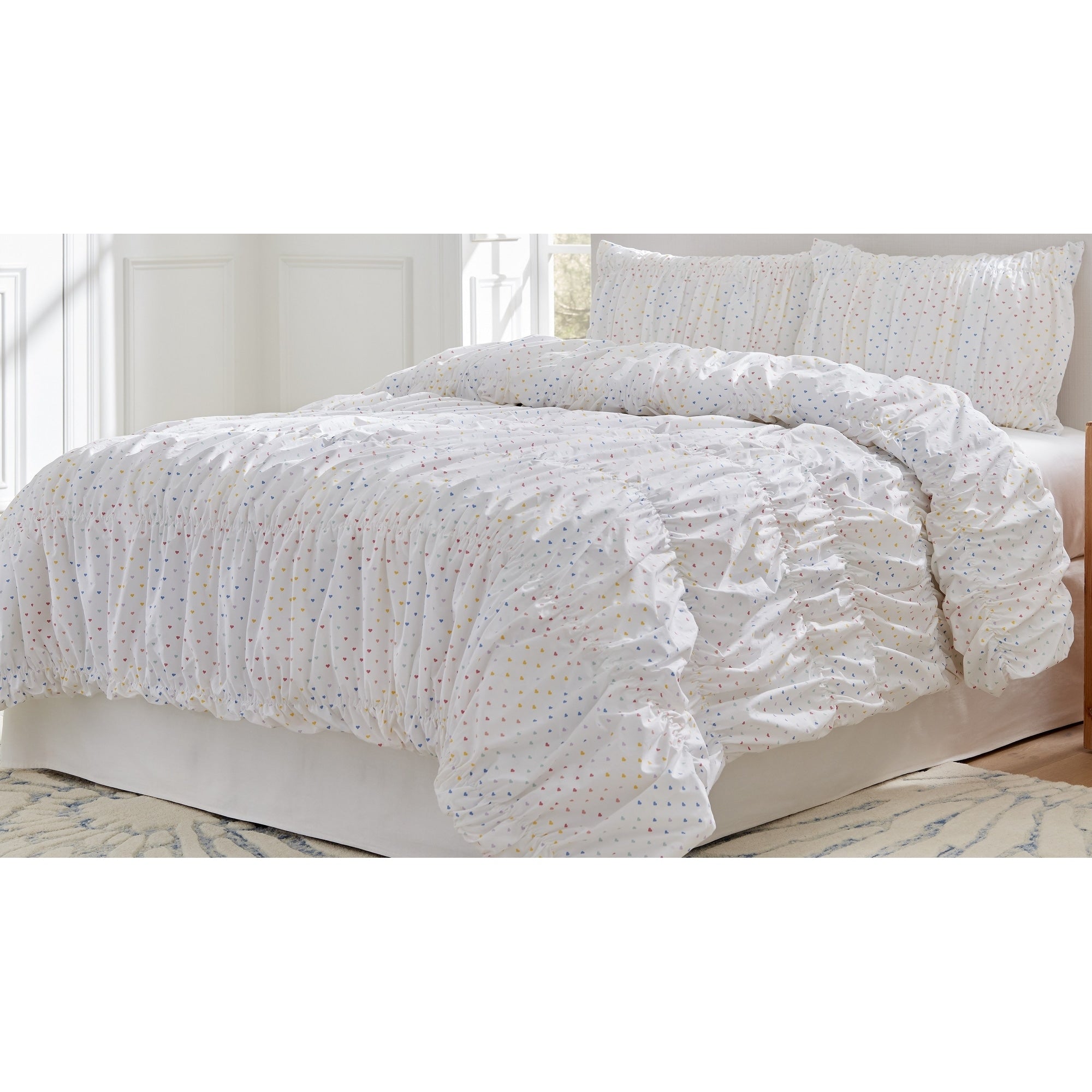 Parure de lit en coton à volants Lullaby Bedding Tiny Hearts