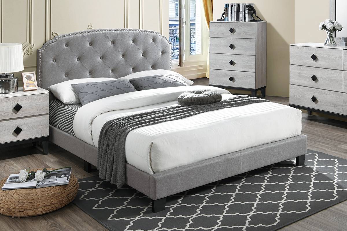 Kent Upholstered Platform Bed Frame - Grey