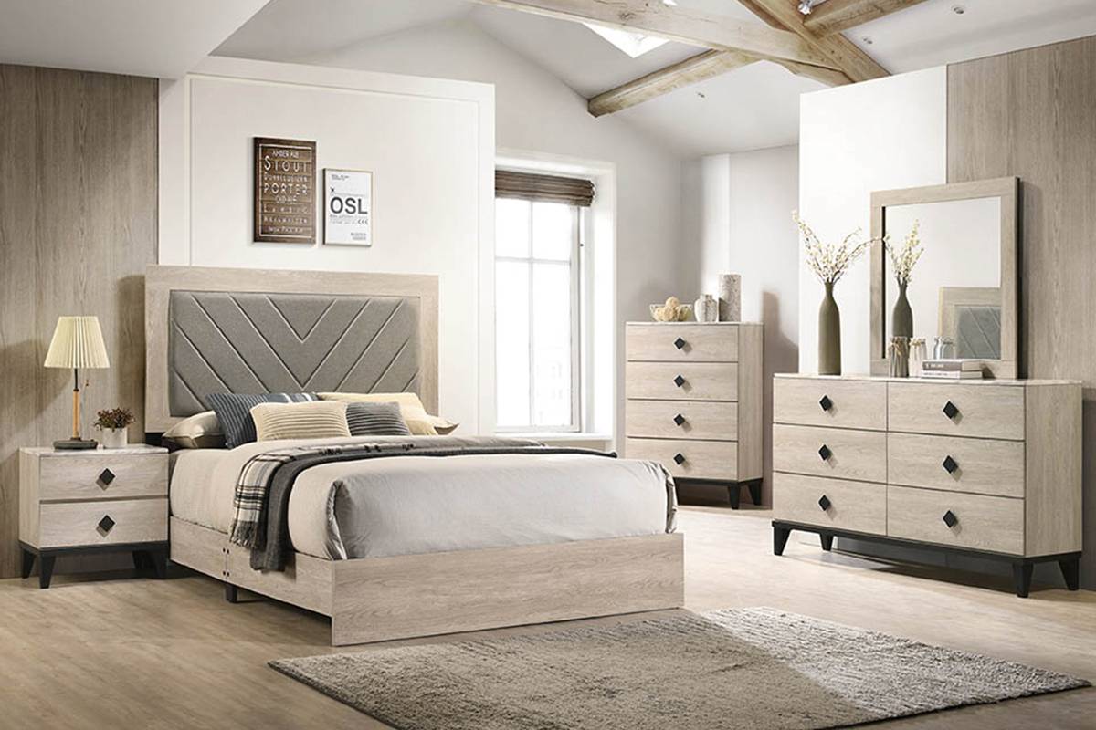 Vienna Upholstered Bed Frame - Beige